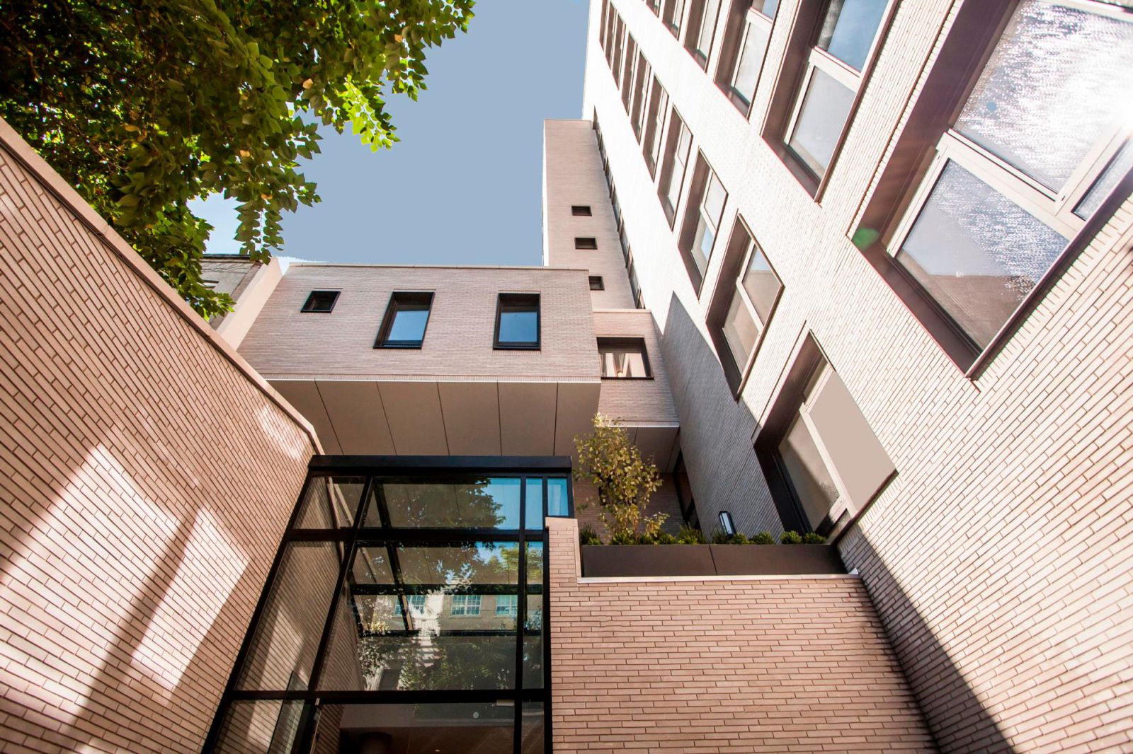 White brick building