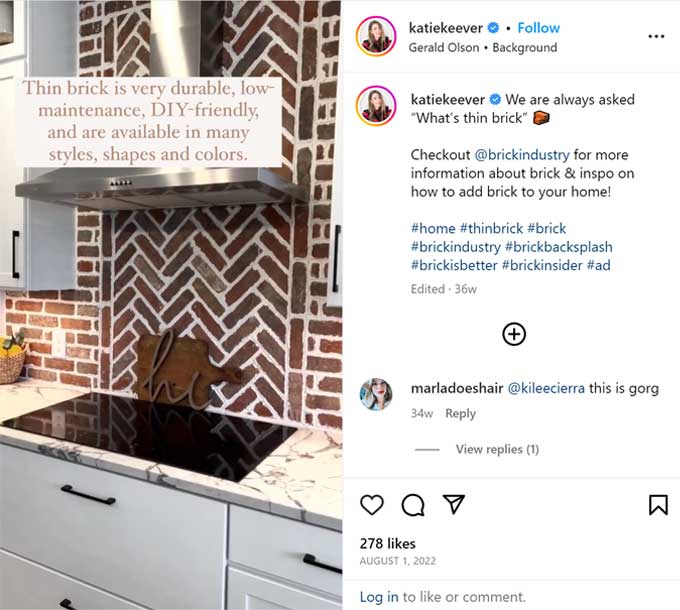 thin-brick backsplash behind a stove top