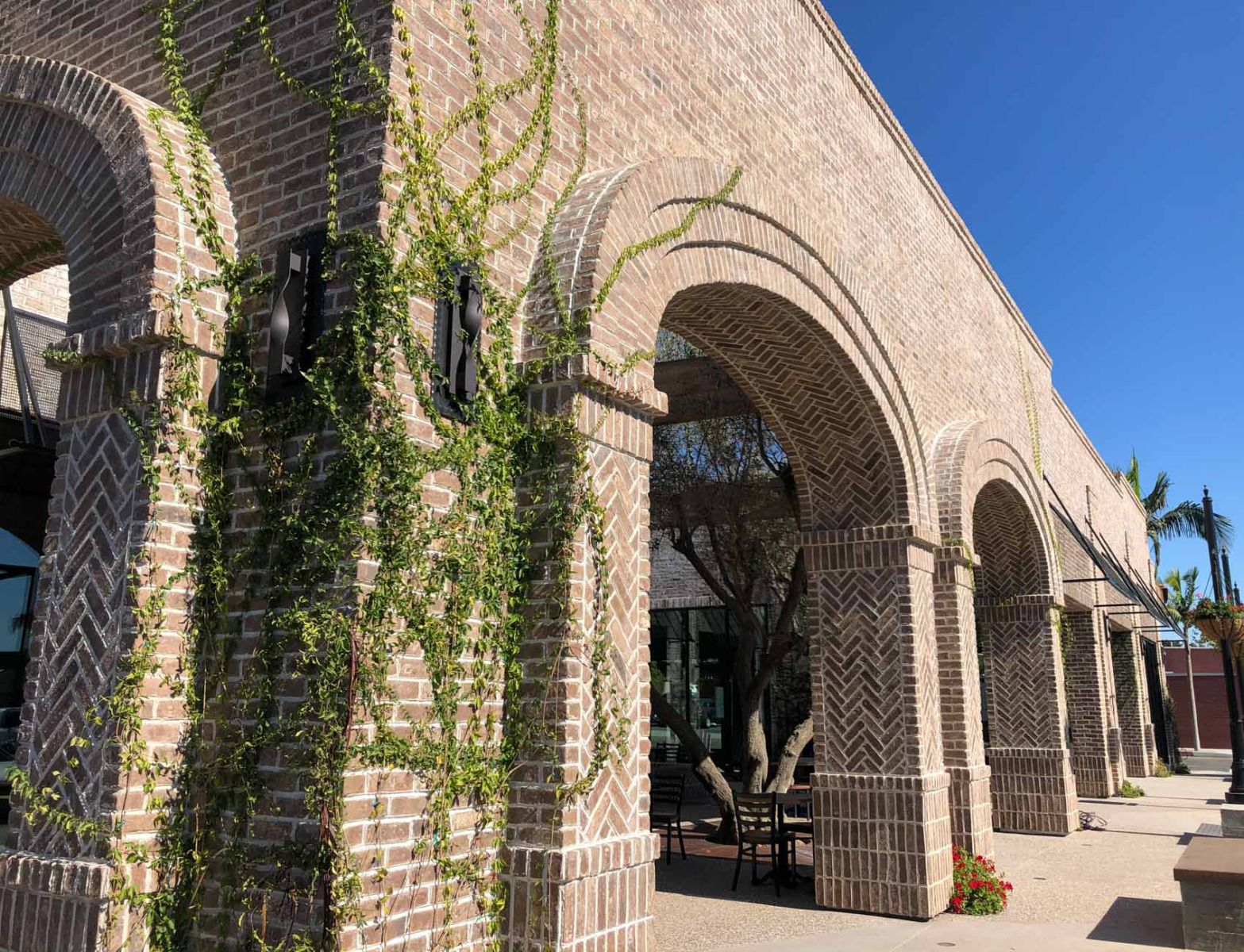 brick building facade with arches