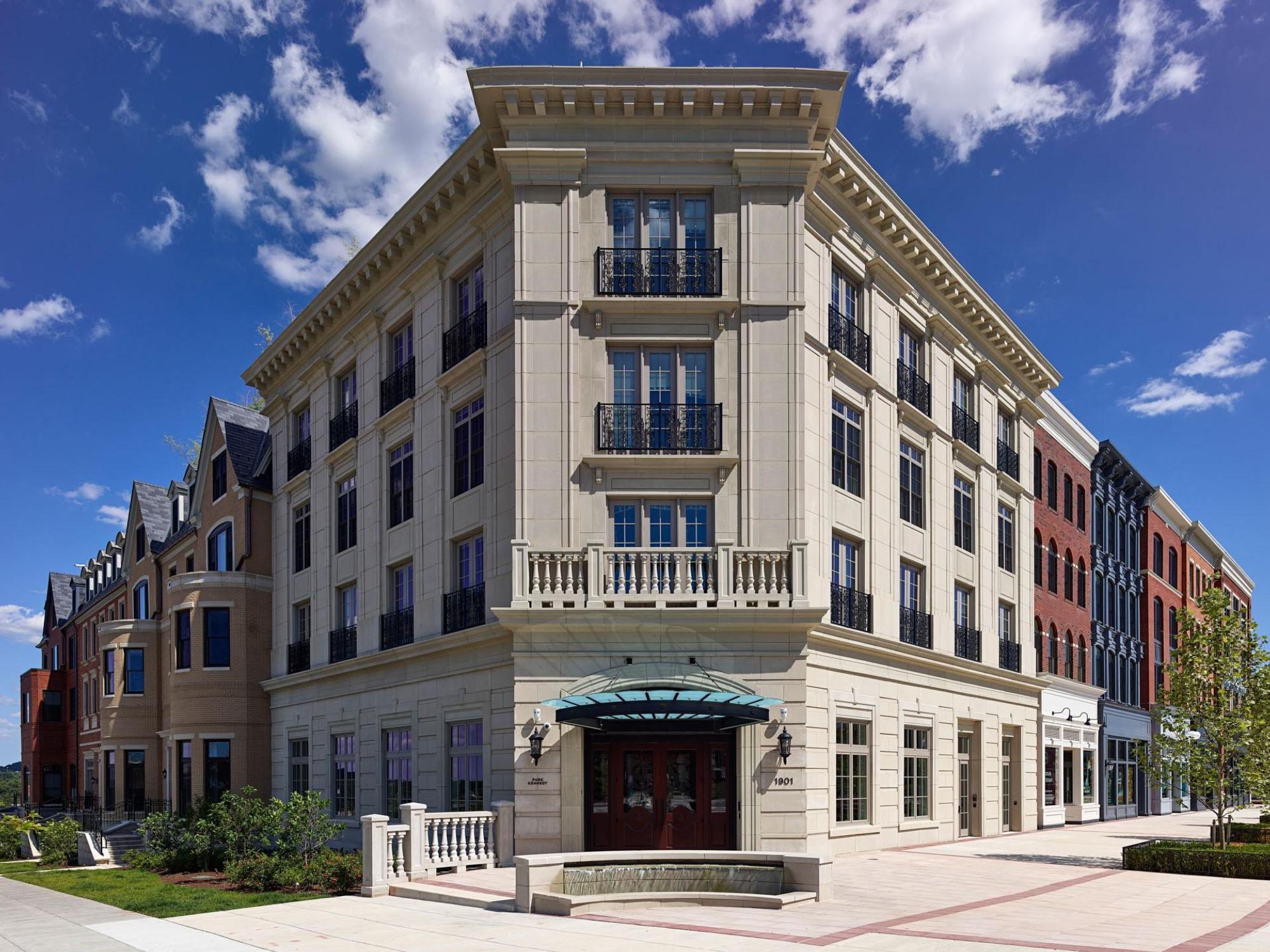 The exterior of the Park Kennedy multi-family housing complex building