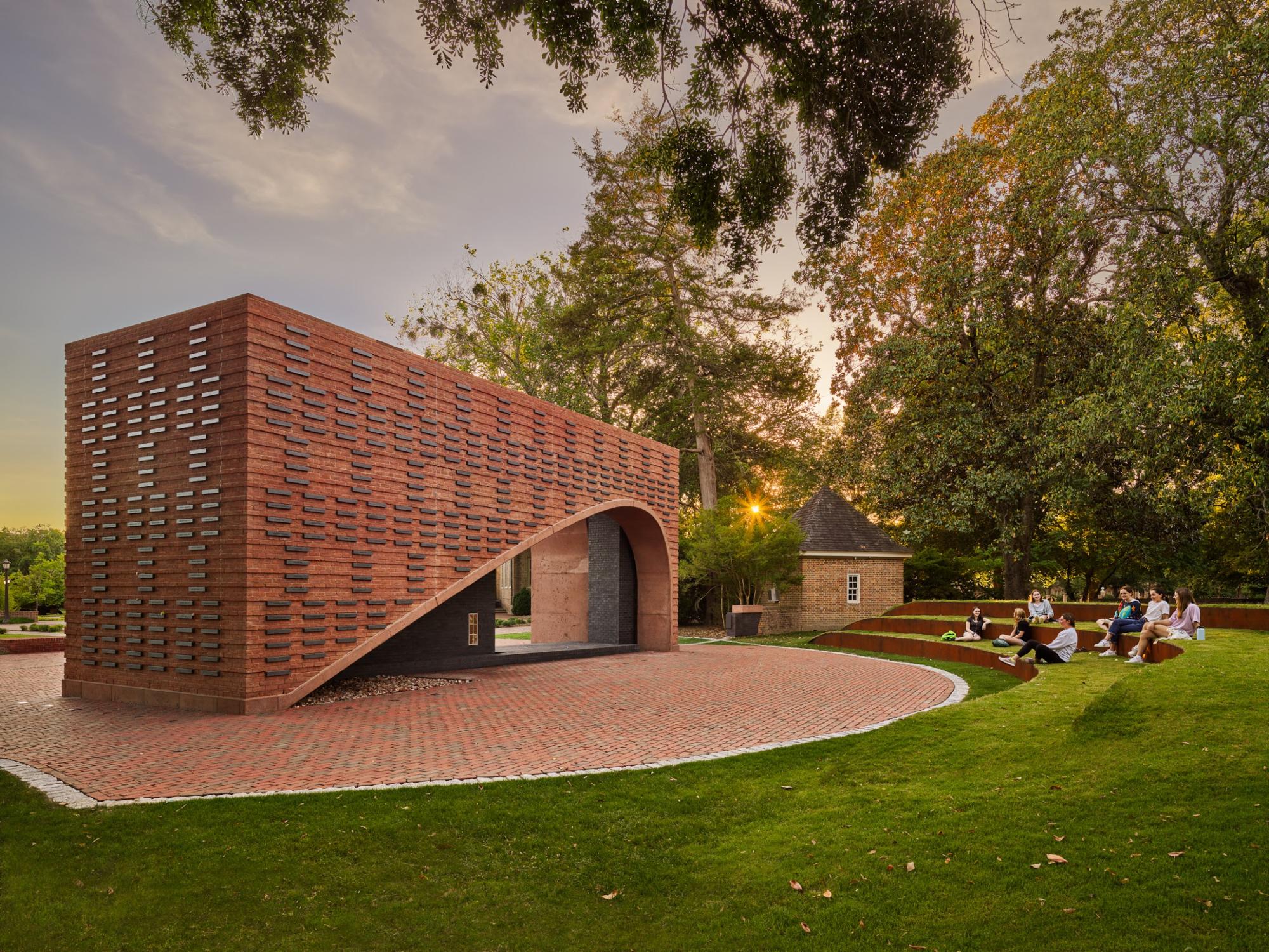 The red bricked memorial known as Hearth, Memorial to the Enslaved