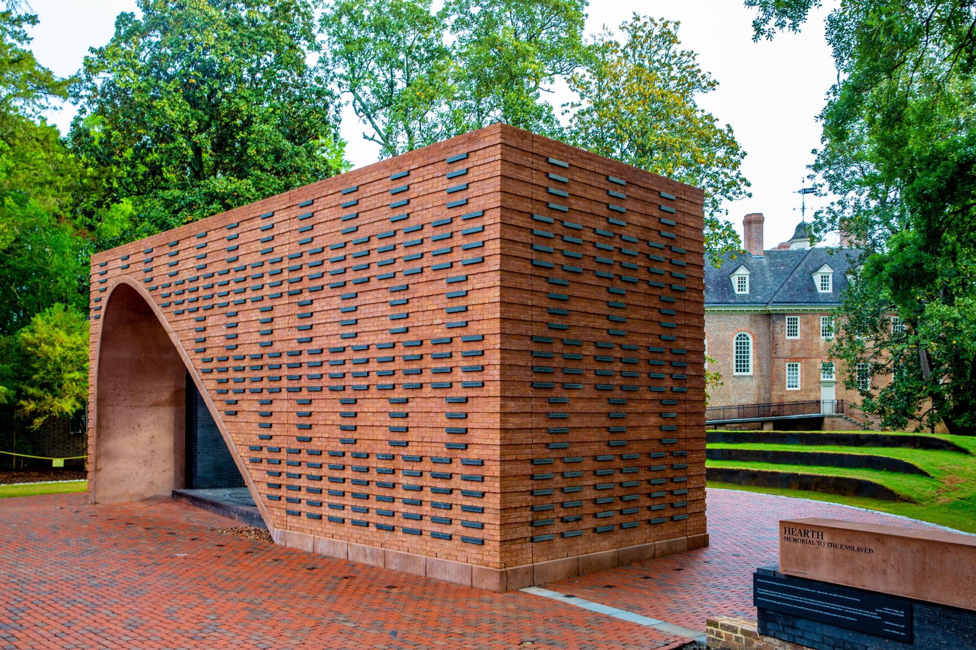 The red bricked memorial known as Hearth, Memorial to the Enslaved