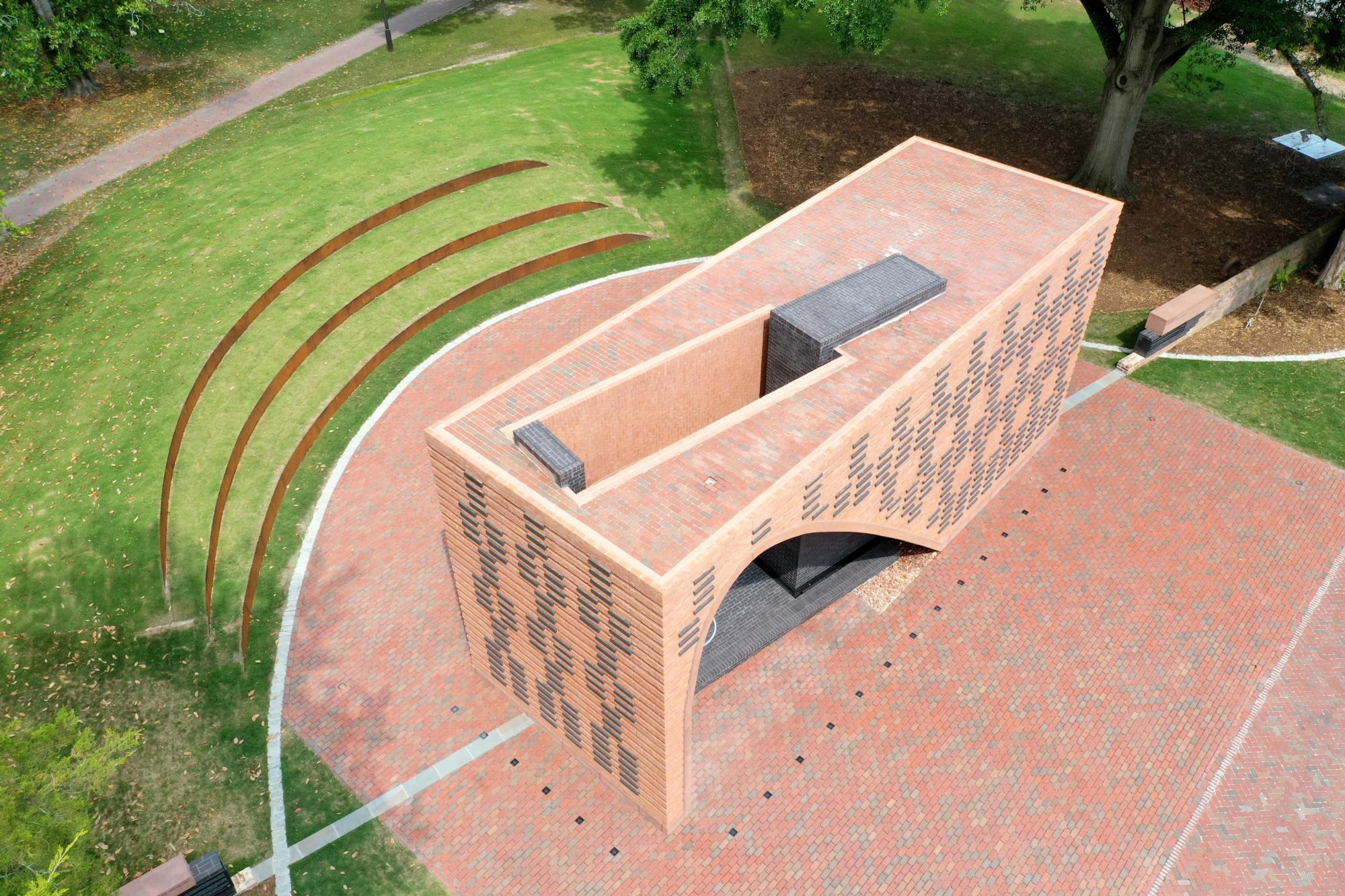 The red bricked memorial known as Hearth, Memorial to the Enslaved