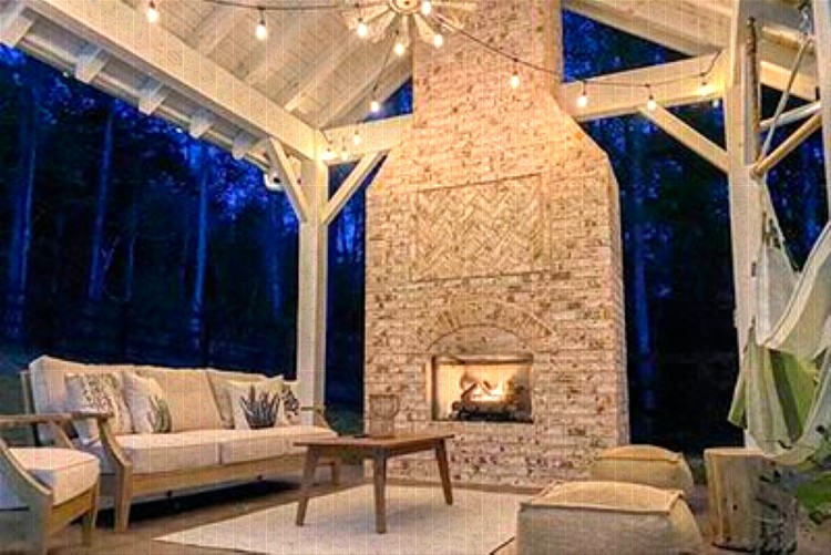 Brick outdoor fireplace