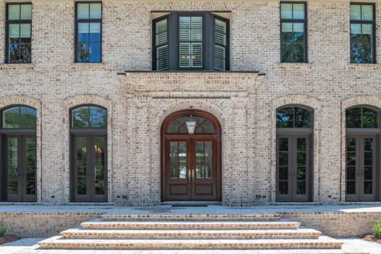 white brick house