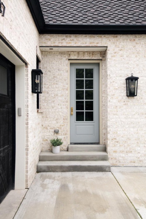 white brick house
