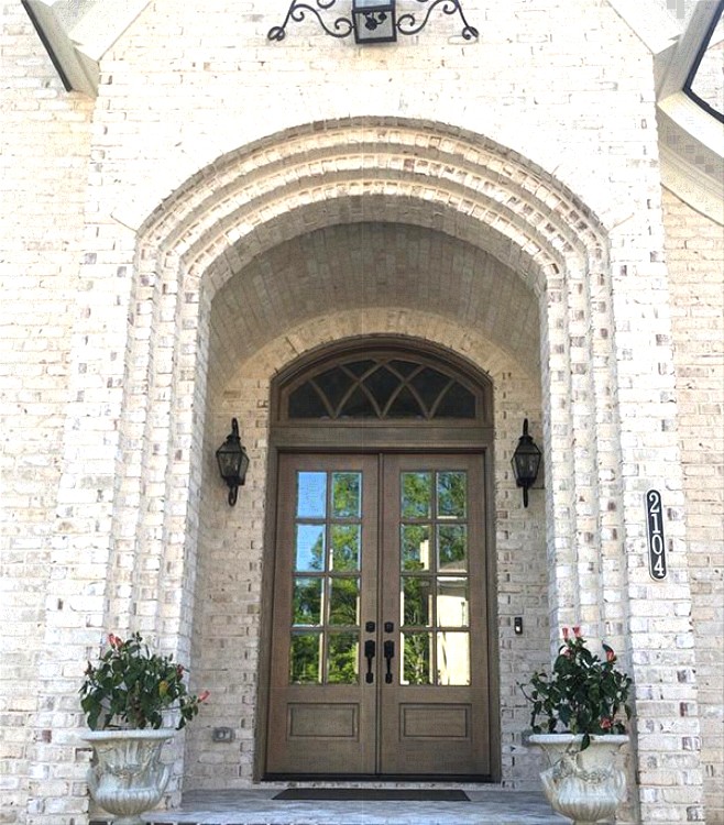 white brick house
