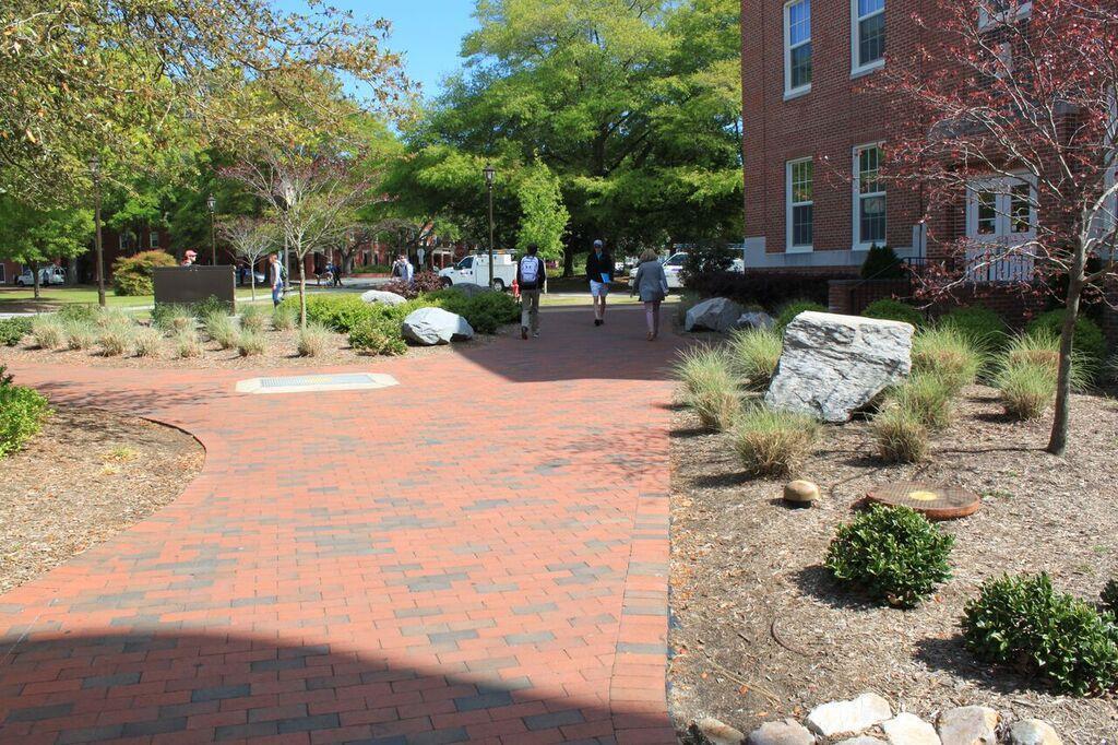 Renovated brick walkway of the Founders Way