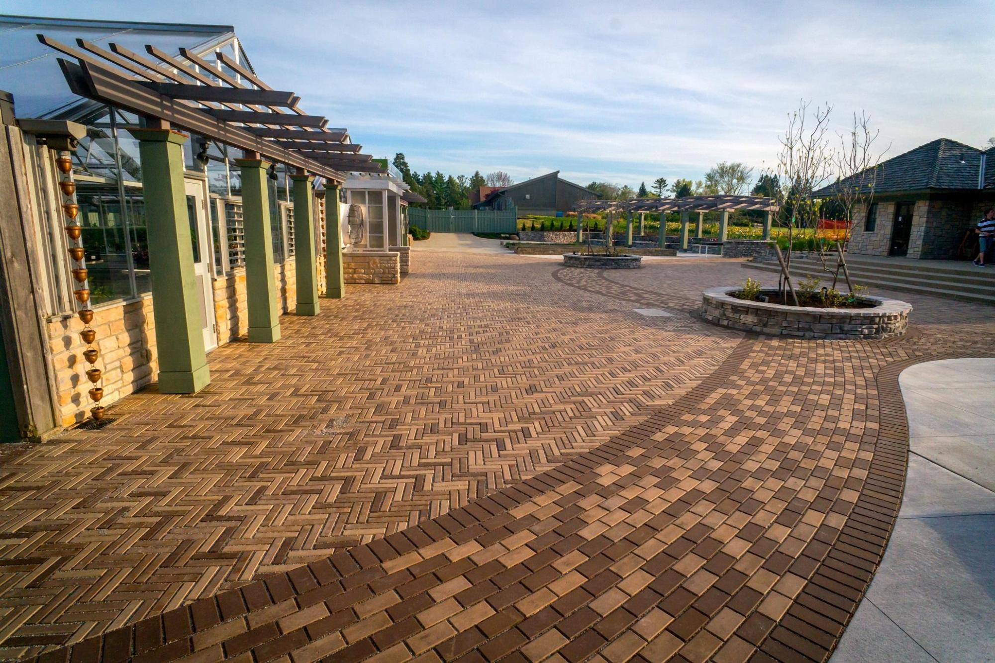 The brick walkway of Barbara Cox Center for Sustainable Horticulture