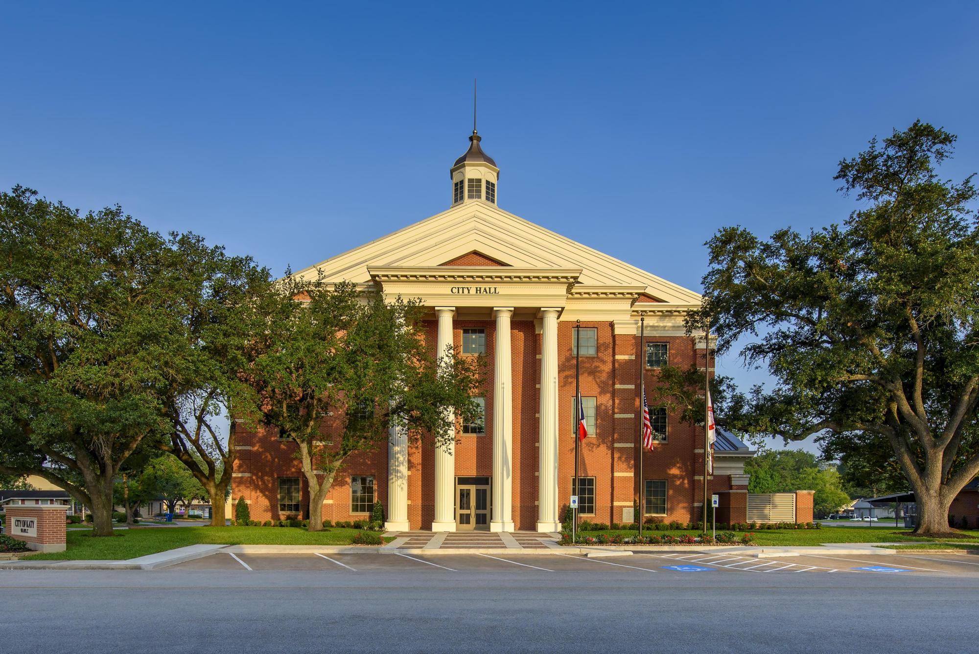 Image of the bricked exterior of City of Katy City Hall