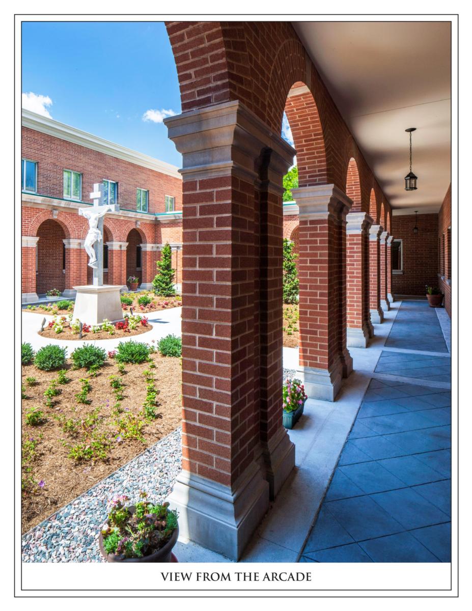 The bricked archways and walkways of the Cloister Renovation