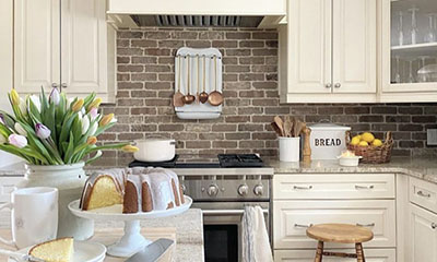 A bricked kitchen